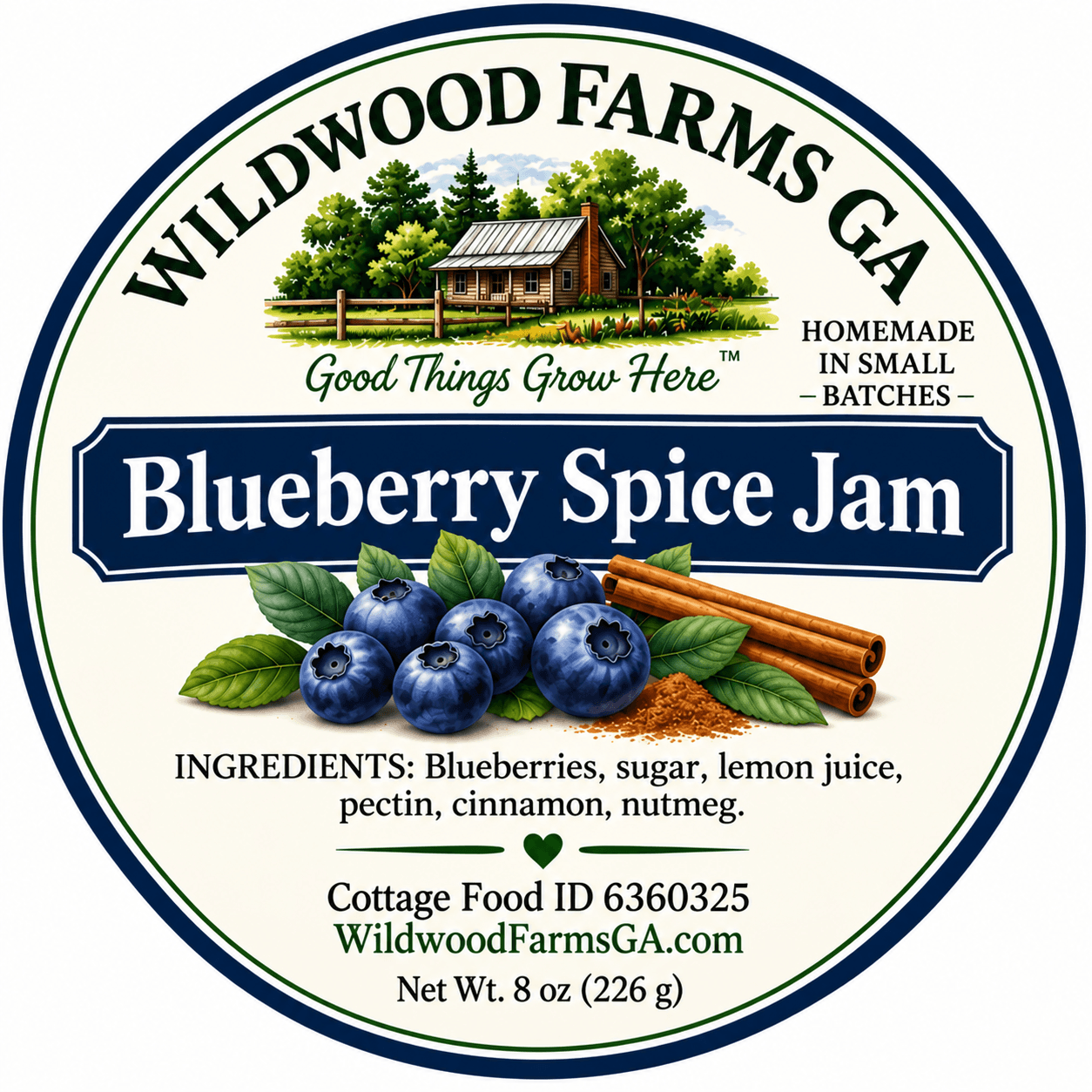 Blueberry Spice Jam jar label