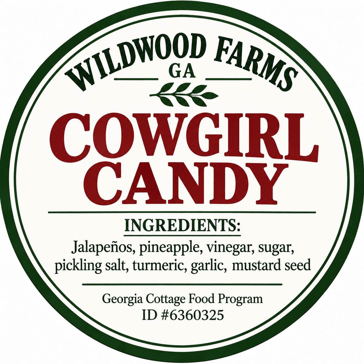 Cowgirl Candy jar label