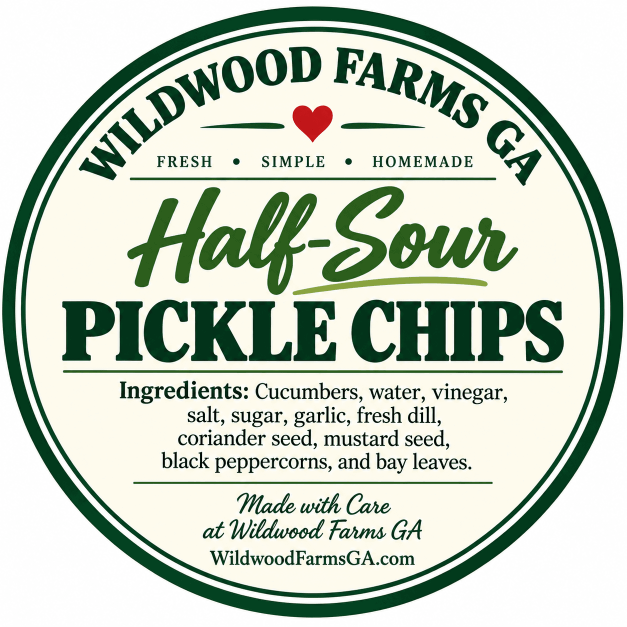 Half-Sour Pickle Chips jar label