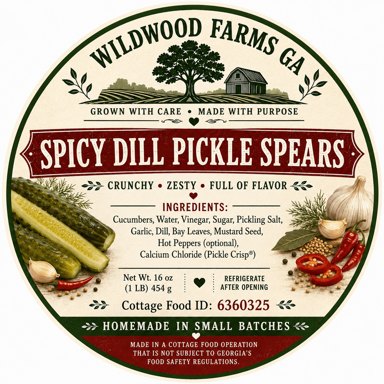 Spicy Dill Pickle Spears jar label